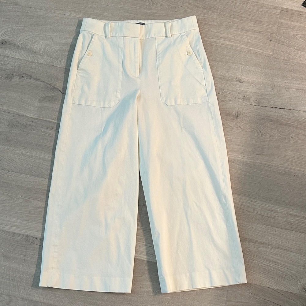 J. Crew Off-White Pleated Trousers